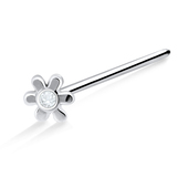 Floral Silver Straight Nose Stud NSKA-728